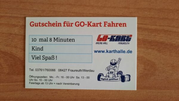 Gutschein Kind Rabatt-Paket 10 Fahrten a' 8 Min