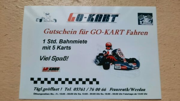 Gutschein 1h Bahnmiete 5 Karts