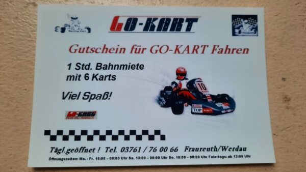Gutschein 1h Bahnmiete 6 Karts