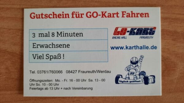 Gutschein Erwachsener Rabatt-Paket 3 Fahrten a' 8 Min