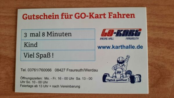 Gutschein Kind Rabatt-Paket 3 Fahrten a' 8 Min